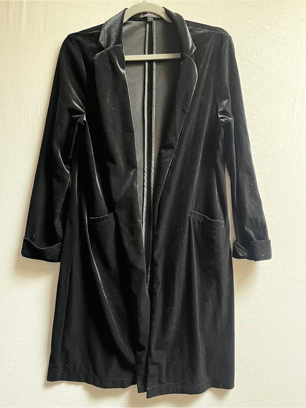 HAVE Velvet Open Front Long Blazer Coat Size M